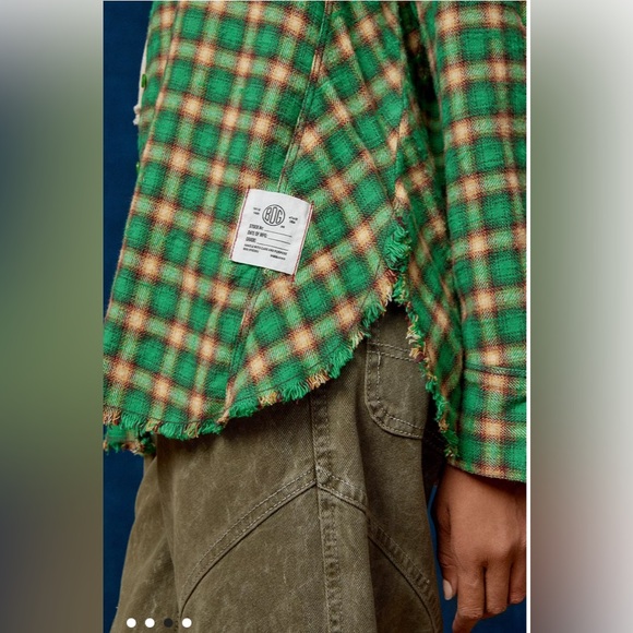 Urban Outfitters BDG Brixton Button-Down Flannel Shirt. NWT. Green combo - Picture 4 of 5